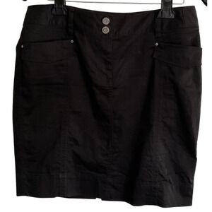 White House Black Market Skirt Womens 8 Black Mini Casual Zipper Pockets Stretch